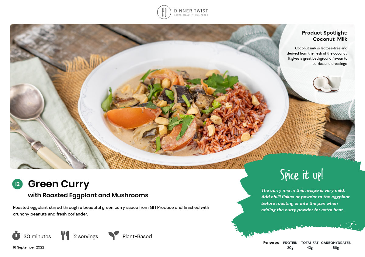 Green Curry with Roasted Eggplant and Mushrooms | Dinner Twist