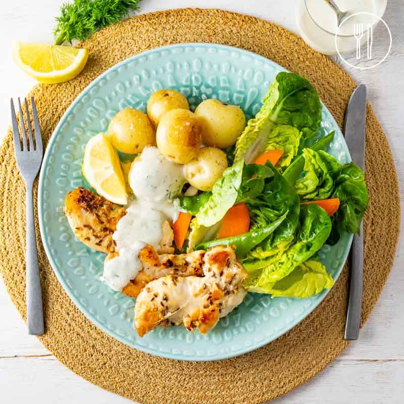 Chicken Tenderloins with Dill Cream and Potatoes Dinner Twist