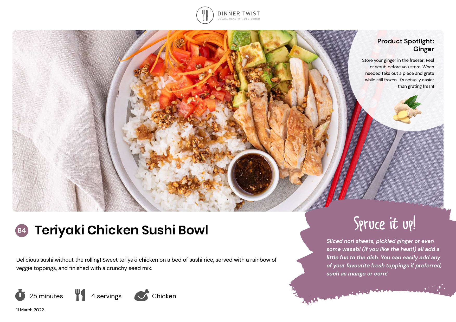 Teriyaki Chicken Sushi Bowl Dinner Twist