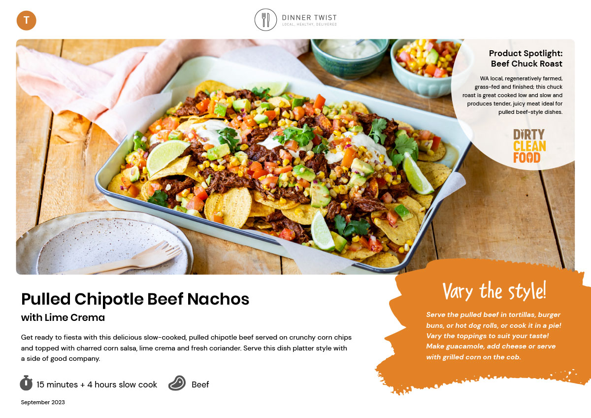 Pulled Chipotle Beef Nachos with Lime Crema Dinner Twist