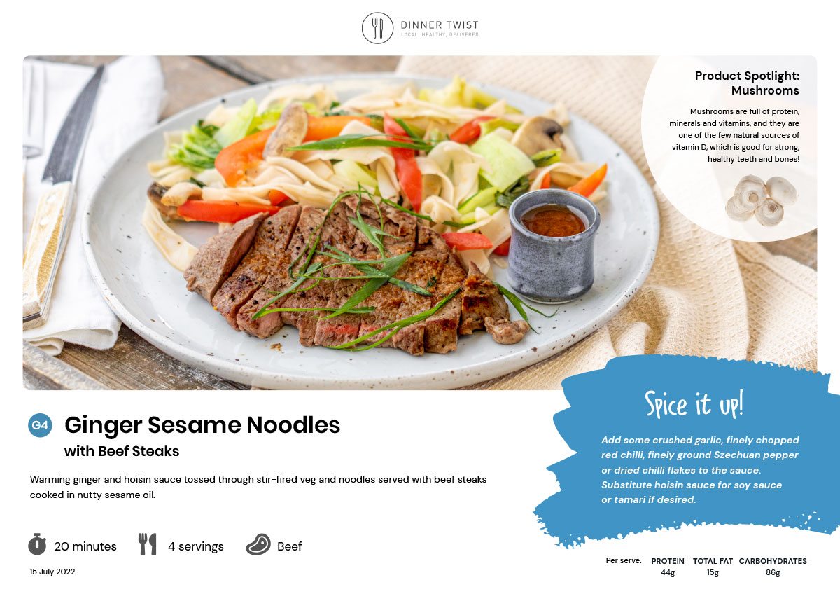 Ginger Sesame Noodles with Beef Steaks | Dinner Twist
