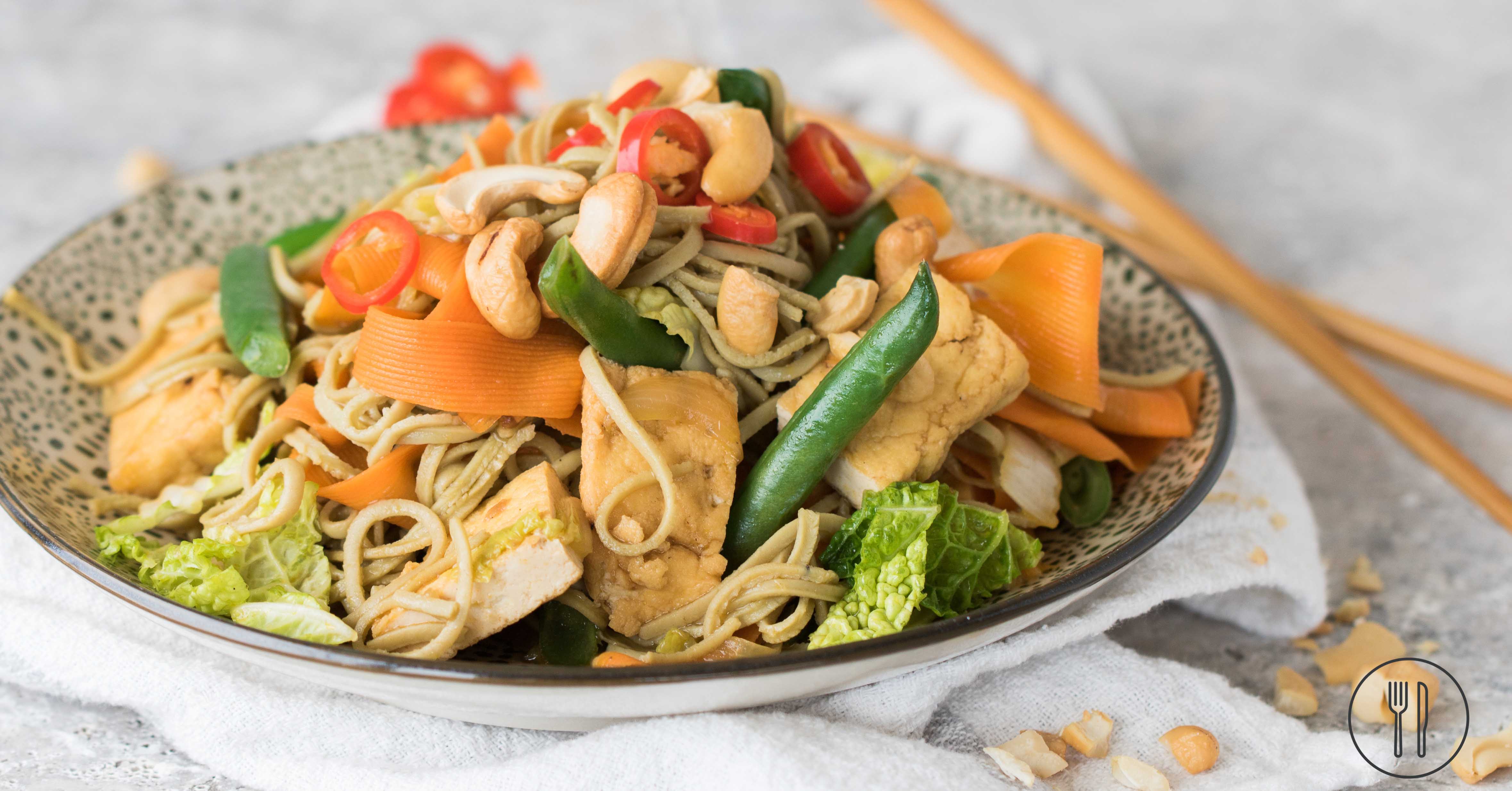 Chow mein noodles with tofu puffs | Dinner Twist